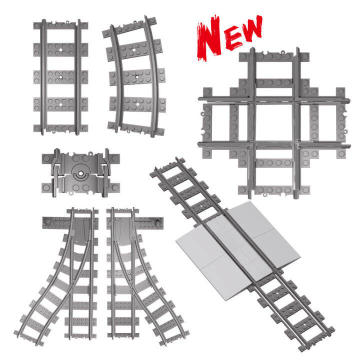 City Train Flexible Tracks Train Rail Bricks Model Toy Cruved Straight