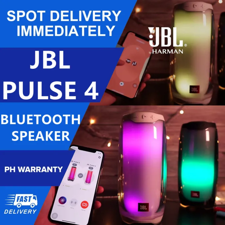 jbl pulse 4 waterproof portable bluetooth speaker with lightshow - black