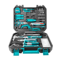 Total ชุดเครื่องมือช่างพกพา 130 ชิ้น รุ่น THKTHP21306 (130 pcs Tools Set) เครื่องมือ อุปกรณ์ช่าง พร้อมกระเป๋า ชุดไขควง ประแจ