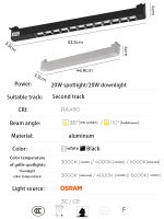 สีดำ Floodlight ติดตามโคมไฟ LED ติดตามลงโคมไฟจุดโคมไฟกระจังหน้าโคมไฟสไลด์รถไฟคู่มือโคมไฟเพดานห้องนั่งเล่นผนังพื้นหลัง