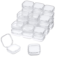 50PCS Empty Plastic Clear Mini Empty Square Small Box Jewelry Ear Plugs Container Nail Art Colorful Decor Diamond Storage Case