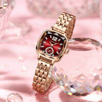 นาฬิกาข้อมือสตรีแฟชั่นหรูหราสแควร์ควอตซ์พร้อม rhinestones Womens Watch