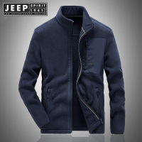 JEEP SPIRIT 1941 ESTD เสื้อโค้ตขนแกะคาร์ดิแกนมีซิปหนาขนแกะฤดูใบไม้ร่วงและฤดูหนาวของผู้ชายแจ็คเก็ตคอตั้งเกาหลีอบอุ่นและหลวม