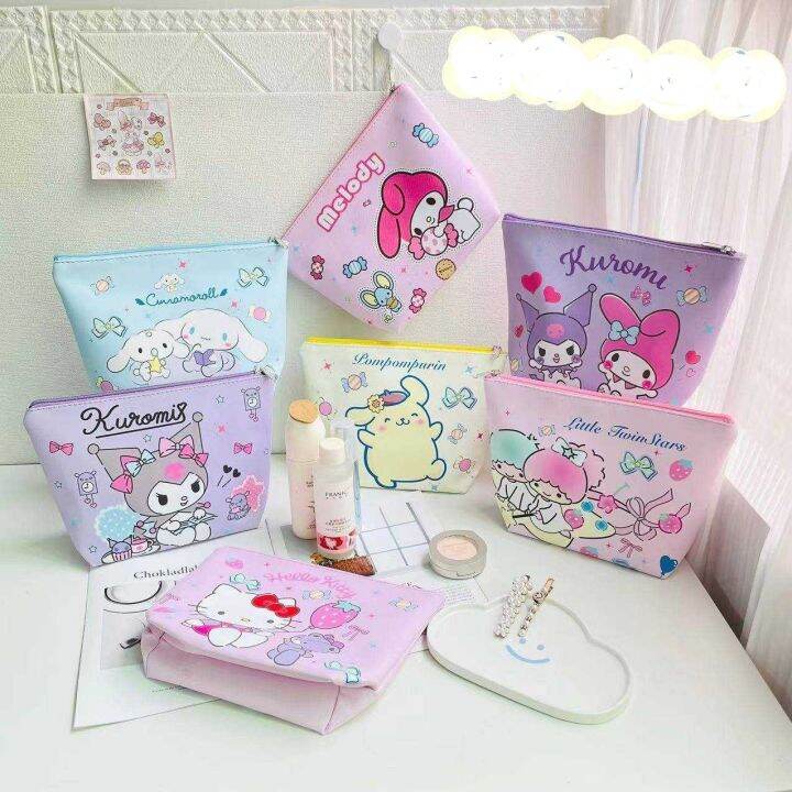 กระเป๋าสำอางค์คางหมู-sanrio-ไซส์ใหญ่-ดีไซน์เก๋-มีทั้งหมด-13-ลาย-วัสดุหนัง-pu-ขนาด-20-19-5-9-cm