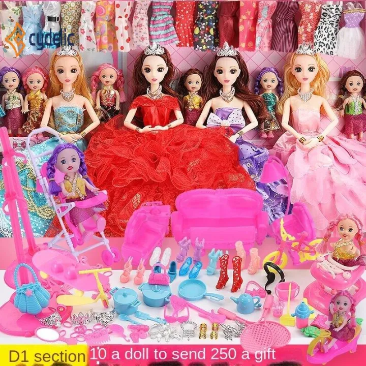 LUP525 High-end Barbie doll set large gift box set girls playing House ...