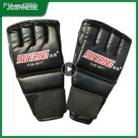 1 Pair Split-finger Boxing Gloves Half Finger MMA Gloves PU Leather Punching Bag Boxing Gloves Thai Training Workout Gloves