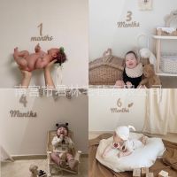 [COD] ins style wooden English months days month hundred full moon year old photo props baby growth