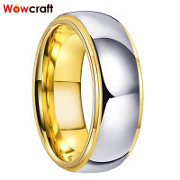 Tungsten Wedding Rings Womens Jewelry Gold Mens Tungsten Carbide Band Anniversary 68mm Couple Ring Steeped Edges Comfort Fit