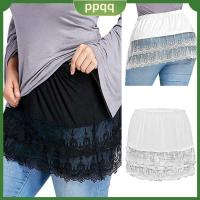 PPQQ กางเกงชั้นในลูกไม้สีดำยาวครึ่งส่วนปรับได้สำหรับด้านบนปลอม ROK Mini กวาดพื้น