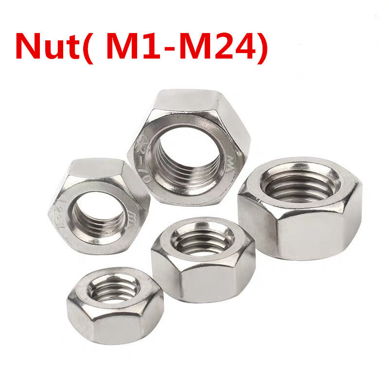 304 Stainless Steel Hex Nuts M2 M24  Hexagon Screw Nuts DIN934 For Electronics 