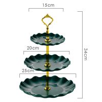 CH แท่นตั้งเค้กถาดพลาสติก3ชั้นตกแต่งโต๊ะหรือปาร์ตี้สำหรับเค้กคุกกี้ผลไม้เยี่ยม
