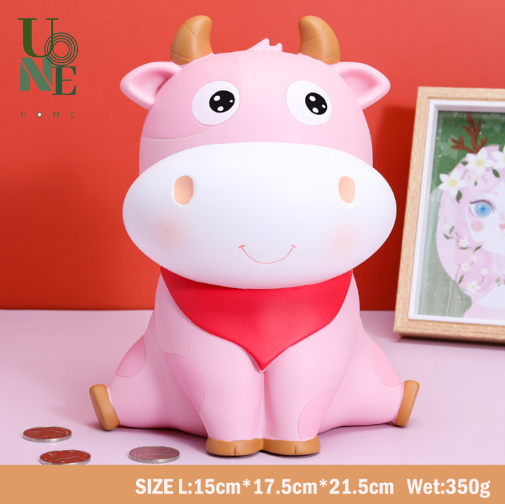 uonehome-พร้อมส่ง-h123-กระปุกออมสินน้องวัวโนมิน่ารัก-แบบเปิดได้-วัสดุไวนิล-ของขวัญวันเกิด-ของขวัญ-ของแต่งบ้านแบบน่ารัก