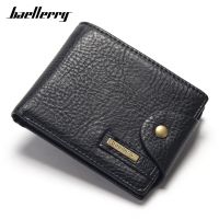 「Layor wallet」กระเป๋าใส่เหรียญแบรนด์ Baellerry สำหรับผู้ชาย,กระเป๋ากระเป๋าสตางค์ใบสั้นใส่เหรียญกระเป๋าใส่นามบัตรวินเทจสีน้ำตาลดำ