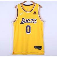 Hot Newest Top-quality New arrival 2022 2023 Newest shot goods Most popular 22/23 Top quality Ready Stock High quality 2022 new season 75th anniversary NBA mens Los Angeles Lakers 0 Russell Westbrook embroidery basketball jerseys jersey Round neck yellow