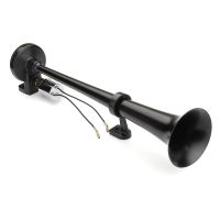 12-24V 150dB Signal Air Horn Single Long Tube Black Car Air Horn Super Loud Single Trumpet Speaker for Boat Train Autombiles