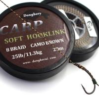 20M Carp Fishing Line 8 Strands Braided Carp Hooklink Camo Brown Soft Hook Link Line 15/25/35LB Carp Rig Wire for Fishing Tackle Fishing Lines