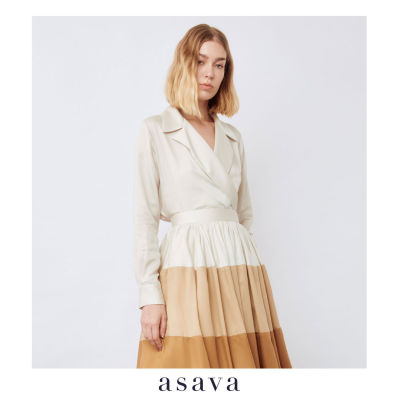 [asava aw22] Vivian blouse เสื้อเชิ้ตผู้หญิงแขนยาว ปกสูท กระดุมด้านหน้า