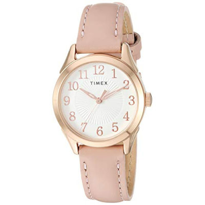 Timex Womens TW2T66500 Briarwood 28mm Pink/Rose Gold Genuine Leather Strap Watch