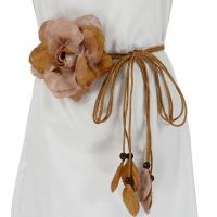 【LZ】 Cintura atada casual para vestidos cinto de senhora fino cintura longa de borla elegante decorativo de flor grande artesanal