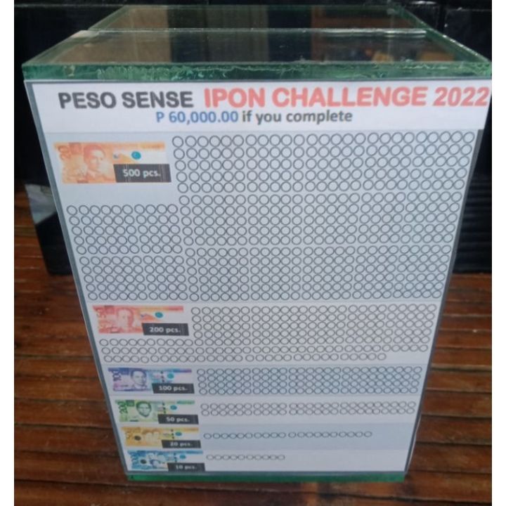 glass alkansya peso ipon challenge 2023 4Wx5Lx7H clear Lazada PH