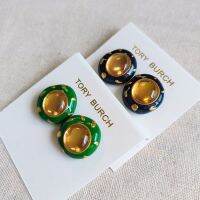 Stud Earrings Enamel Glaze Irregular Round Inlaid Champagne Resin Stud Earrings Women