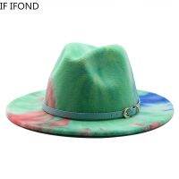 มัดย้อมขนาด56-58ซม. Cappello A Tesa Larga Fedora Donuomo Cappelli Jazz In Feltro Di Lana Con Cappella