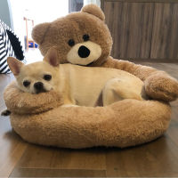 Super Soft Bed Winter Warm Cute Bear Hug Cat Sleeping Mat Plush Large Puppy Dogs Cushion Sofa Comfort Supplies