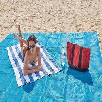 Dual-Layer Beach Mat Foldable Magic Sand Beach Towels Blanket With 4 Corner Buttons Beach Towel For Travel Camping Hiking Picnic