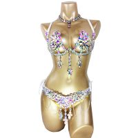 【YD】 Beads Costume Belly and Set Panty Performance Outfit for Wear Dancer