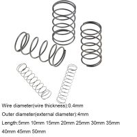 【✆New✆】 zhongkouj558251 10ชิ้น0.4*4*5-50มม. สปริงเหล็กขนาดเล็กแบบกดปล่อยสปริงกลับสปริงรับแรงดัน Od 4มม. 0.4x4x5-50มม.