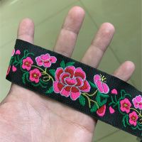 ZERZEEMOOY 1.6 inch 41mm 7yard/lot High Quality Woven Jacquard Ribbon Black Background Rose Flowers Pattern Straps And Belt Lace Gift Wrapping  Bags