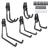 5 Pack Utility Hooks Wall Mount Tool Holder U-Hooks for Home Garage Storage Organizer Garden Tools Black