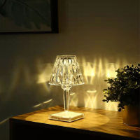 Diamond Table Music Lamp USB Rechargeable Acrylic Decoration Desk Lamps Bedroom Bedside Bar Crystal Lighting Night Light