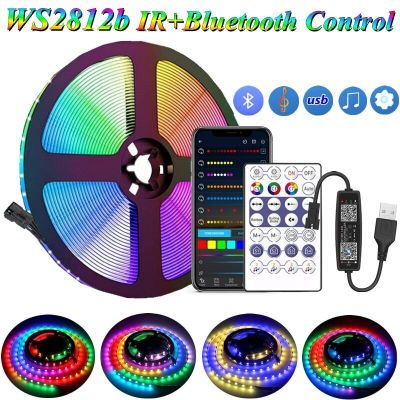 USB 5V Magic Color USB Light Strip RGB Bluetooth-Compatible 5/10/15/20/25/30M WS2812B Desktop Atmosphere Led Light Strip Lamp LED Strip Lighting