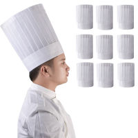 Behogar 10 PCS หมวกเชฟแบบใช้แล้วทิ้งทำอาหาร Pastry Chef Cap อุปกรณ์ครัวสำหรับร้านอาหาร Home Kitchen Cooking Club