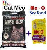 HCMCombo Cát Nhật 8L & Me-O Cho Mèo Trưởng Thành Vị Hải Sản 350g gói - U