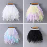 【CW】 VIDMID half children  39;s cake fluffy tutu princess lace irregular mesh rainbow skirts layer P158