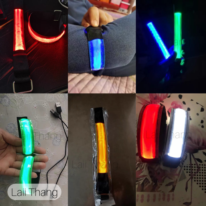 พร้อมส่ง-สายรัดไฟ-led-รุ่นชาร์จไฟได้-ปรับได้-3-โหมด-ใส่ออกกำลังได้