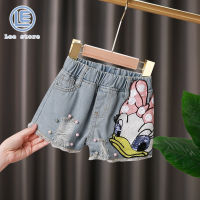 LS Celana Pendek Denim เด็กกางเกงลำลองเด็กผู้หญิงกางเกงเกาหลีหลวมการ์ตูนกางเกงร้อนของเด็ก