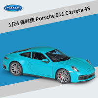 วิลลี่เวลลี่1:24 ปอร์เช่ 911 Carrera 4S รถสปอร์ตจำลองล้อแม็กรถของเล่น 9EWY