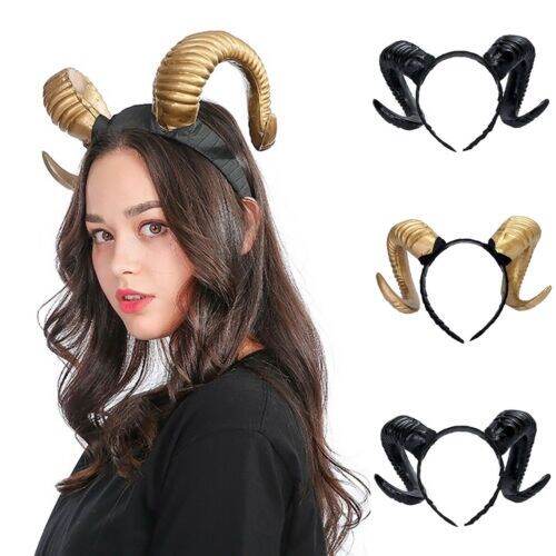 WElk Horn Sheep Evil Witch Ridged Devil Horn Headband for Halloween