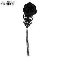 YiYaoFa Cute Pin amp; Brooches Gothic Black Rose Lace Tassel Brooch Pin Cloth Corsage Buckle Vintage Women Accessories YBR-02