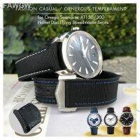 ✵ Tali Jam Kanvas ไนลอนปลายโค้ง19มม. 20มม. 21มม. เหมาะสำหรับ Omega 007 Seamaster 300 AT150 Speedmaster