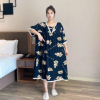 ชุดใส่นอน Sablon Bunga เสื้อคลุมมาใหม่ล่าสุดสำหรับวันหยุดชุดนอนกลางแจ้งที่หรูหราสำหรับผู้หญิงชุดนอนทรงหลวม Pakaian Rumahan ของเสื้อผ้ากุลสตรี1CS0860ไซส์พิเศษ