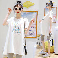 YF เสื้อให้นมแขนสั้นสำหรับคลุมท้องแบบสองชิ้นแฟชั่นตะวันตก + กางเกงครอป