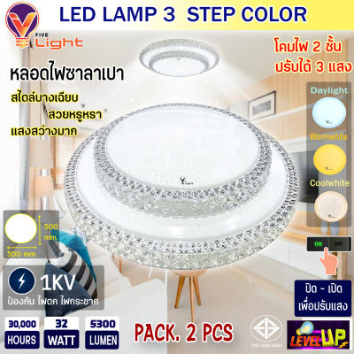 ⭐รุ่นใหม่2022⭐ V-Light โคมไฟเพดานติดลอย 3 แสง โคมซาลาเปา LED ดีไซน์พิเศษ 32W โคม 2 ชั้น 3 STEP รุ่น KING SERIES ปรับได้ 3 แสง ดีไซน์หรูหรา แสงสว่าง ประหยัดไฟ (แพ็ค 2 หลอด) Seller SKU: VL-CK-3N132W-2PCS