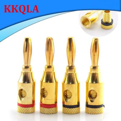 QKKQLA 4pcs 4mm Banana Plug Red Black Gold-Plated Connector Copper Musical Audio Speaker Cable Wire Pin Connectors Banana Plugs Accessories