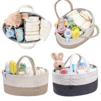 Baby Diaper Bag High Capacity Woven Portable Diaper Stackers Mummy Bag Reusable Nursery Basket Outdoor Travel Nappy Caddies