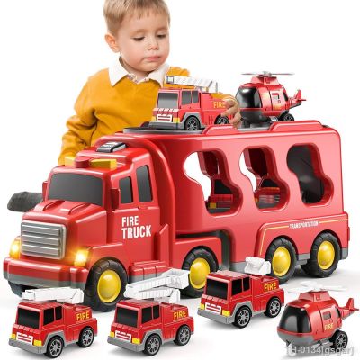 ♨☂ Diecast Carrier Truck para Crianças Brinquedos Do Carro Motor De Bombeiros Veículos Engenharia Escavadeira Conjuntos Modelos Bulldozer Presente Meninos