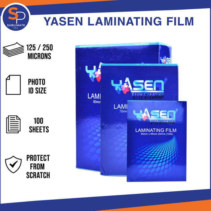 Yasen Laminating Film ID Size (65x95mm / 70x100mm / 80x100mm ) 125/250 Microns 100pcs Lazada PH